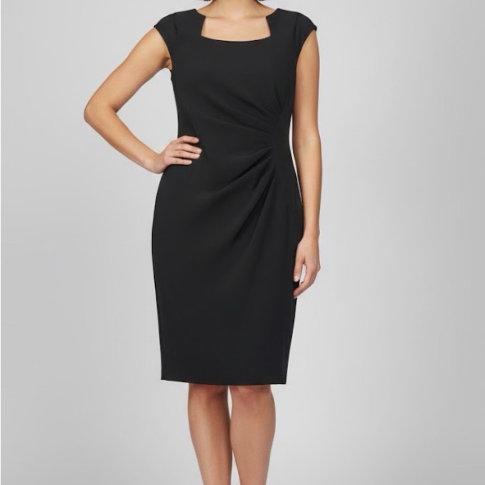 Elegant Black Cap Sleeve Midi Dress